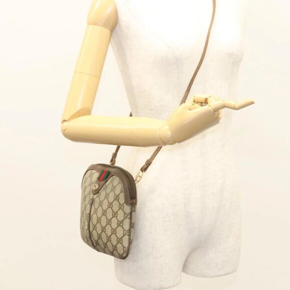 GUCCI GG Supreme Web Sherry Line Shoulder Bag PVC Beige - Picture 1 of 16
